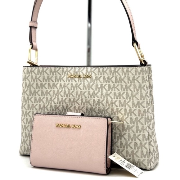 Michael Kors Trisha Triple Compartment Crossbody Bag & Bifold Zip Chain Wallet - Picture 1 of 13